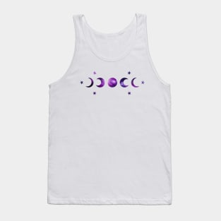 Galaxy Moon Phases and Stars Tank Top